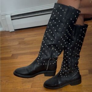 LIMITED EDITION Zara Black Knee Boots with Studs